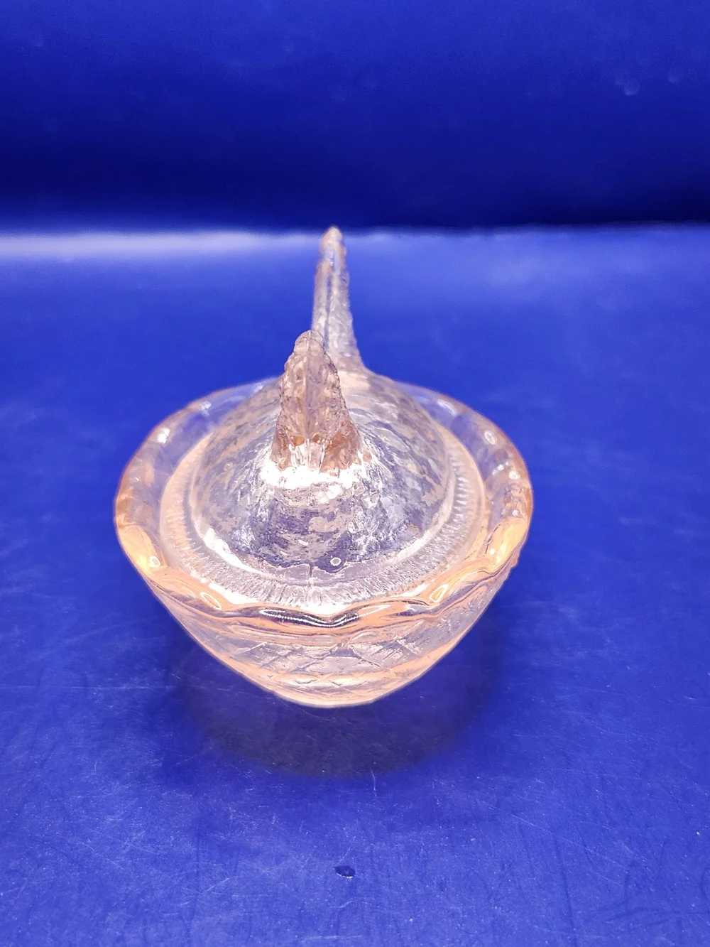Peach Hen on Nest Mini Glass Salt Cellar Dish